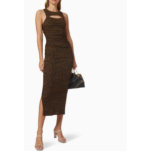 Nanushka Rilo Midi Dress / Medium / Brown Cutout Printed Jersey